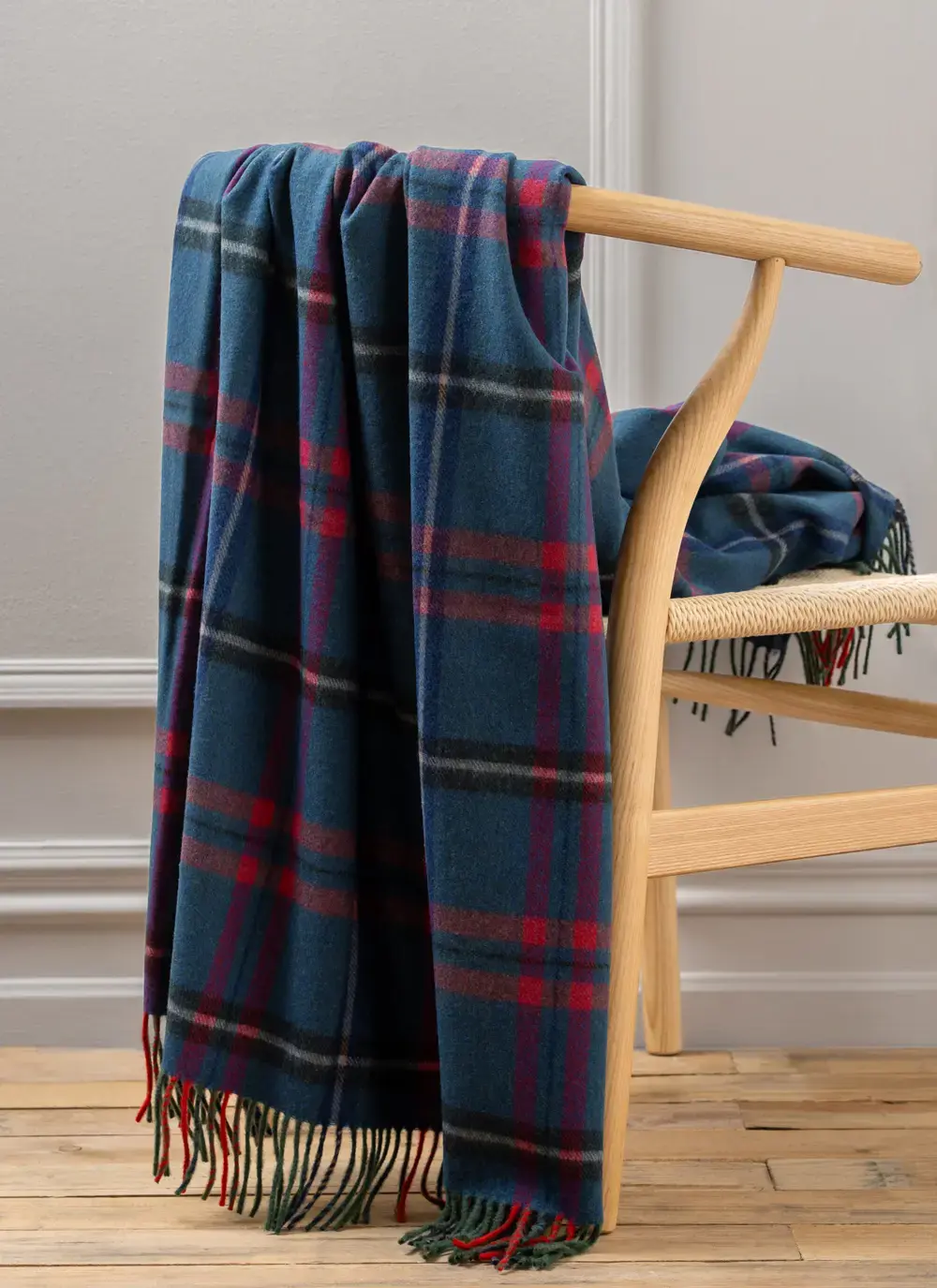 Denim & Pink Lambswool Throw